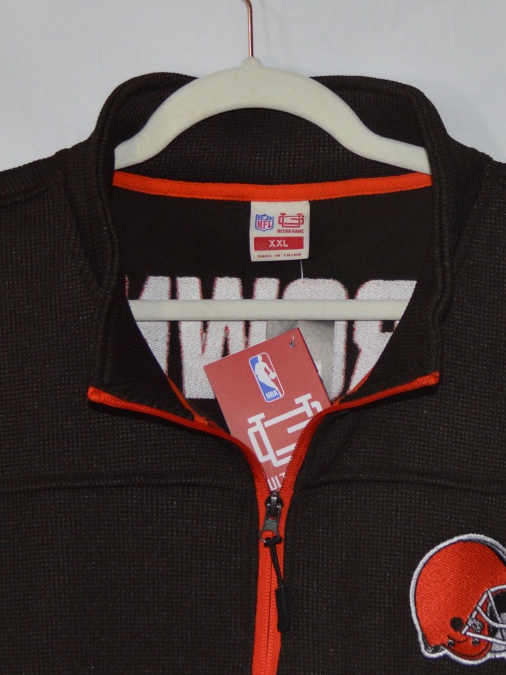 NEW NFL Cleveland Browns 1/4 Zip Heavy Waffle Knit Pullover XXL Brown Fleece NWT - Picture 3 of 6